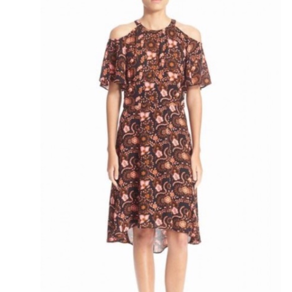 A.L.C. Emilie Cold Shoulder Floral Silk Dress. - Picture 5 of 6